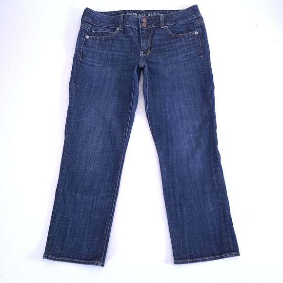 American Eagle Womens ARTIST CROP Jeans Size 10 Mid Rise Stretch Blue
